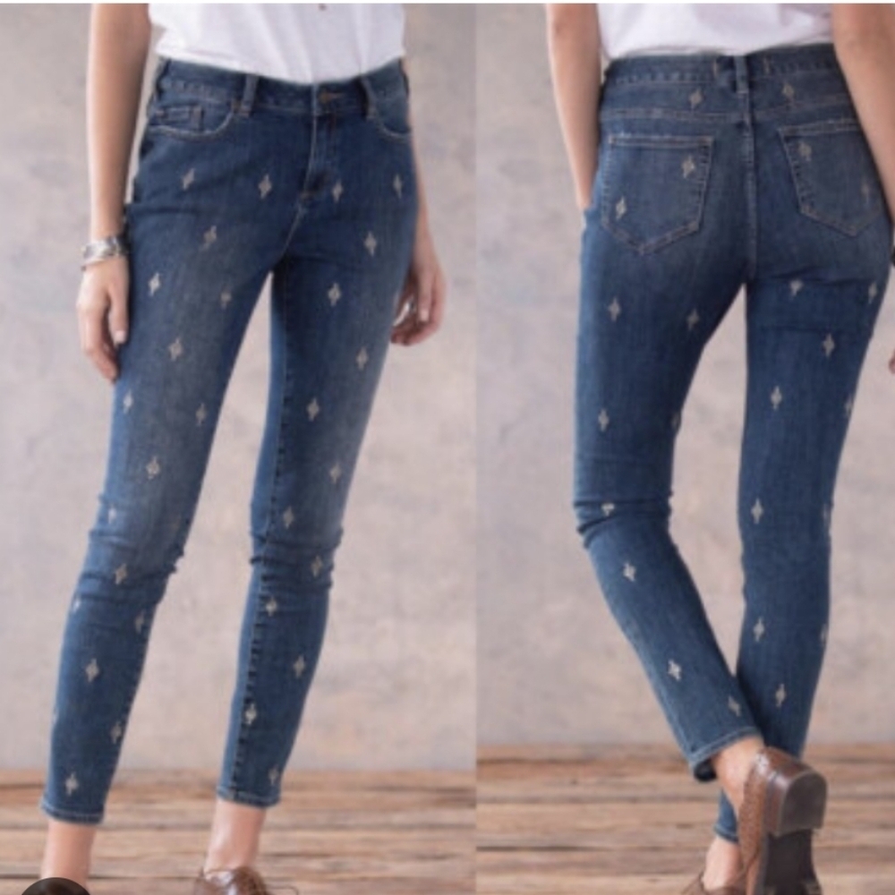 Sundance Dark Gray Gold Sequin Primrose Skinny Denim Stretch Midrise Jeans Sz 27 - Picture 9 of 9